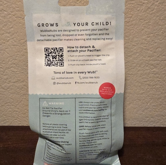 NEW SEALED WubbaNub Bear Plush with Detachable Pacifier 0-6 Months - Picture 3 of 3